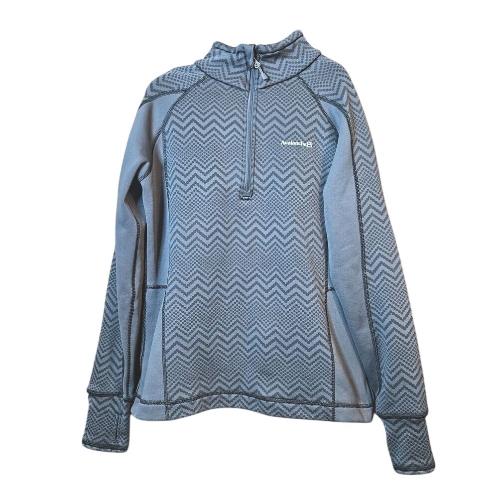 Avalanche Women's Gray Chevron Quarter Zip Pullover Sweatshirt Size L, Cozy, EUC